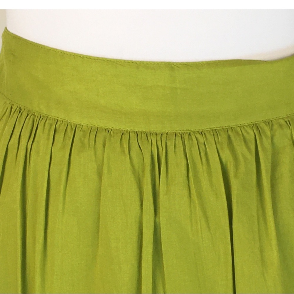 Loft Green Cotton Eyelet Delicate Gathered Layered Skater Skirt Petite size 2P - Picture 6 of 13